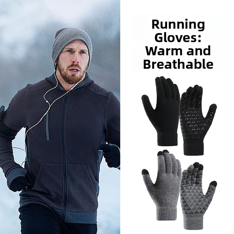 Wool Glove Lined - Unisex Outdoor-Laufhandschuhe, Fleece-gefüttert, Touchscreen-kompatibel, warm, für