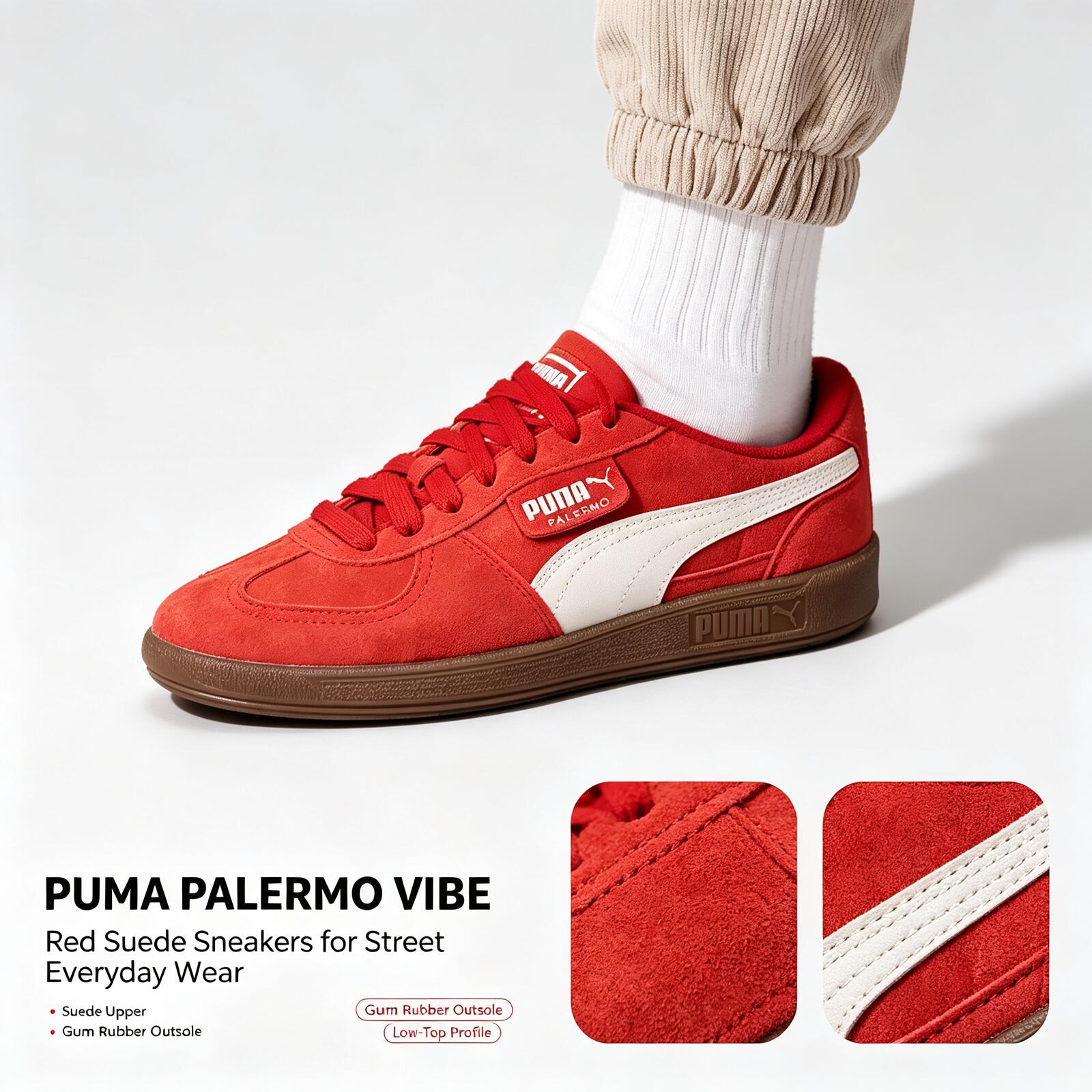 Puma Shoes Suede Classic - Neue PUMA Palermo-Sneaker aus rotem Wildleder