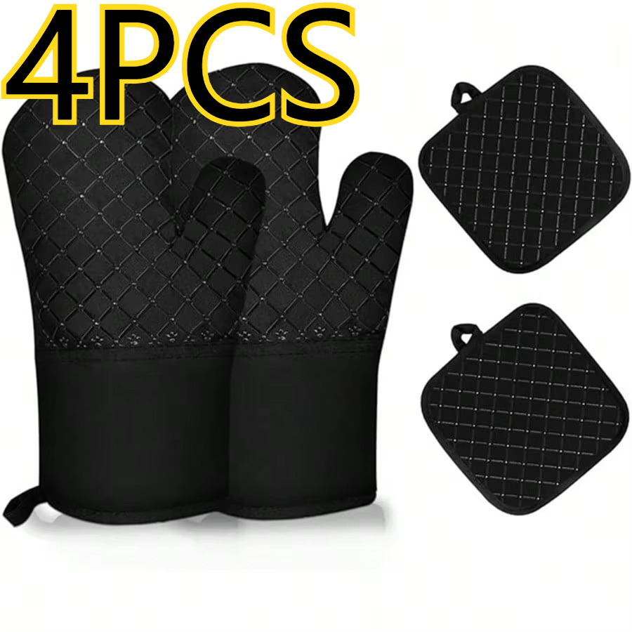 Heat Resistant Glove - 4 Stück Silikon-Küchenhandschuhe für die Mikrowelle,